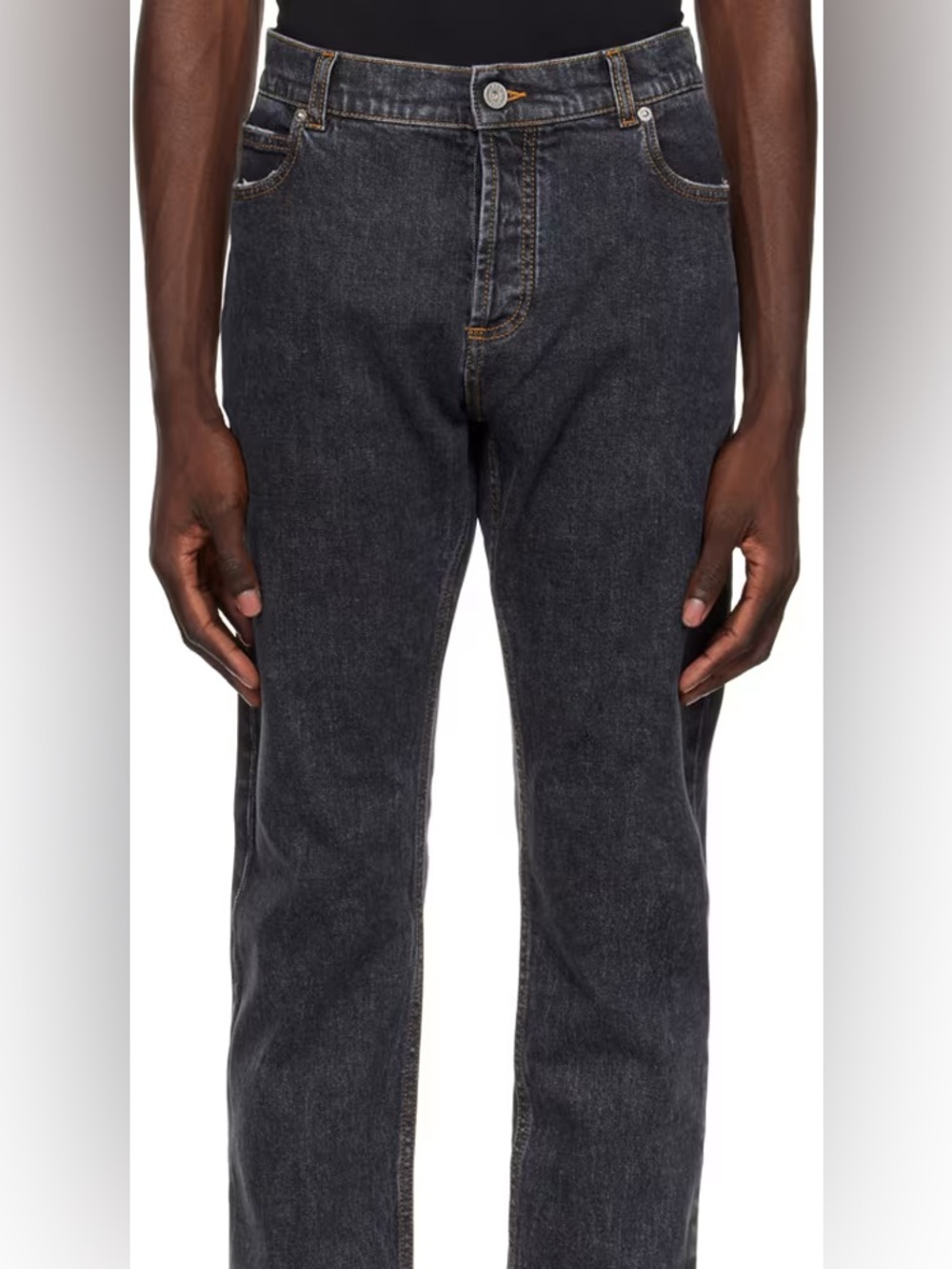 Balmain men’s distressed slim leg jeans
